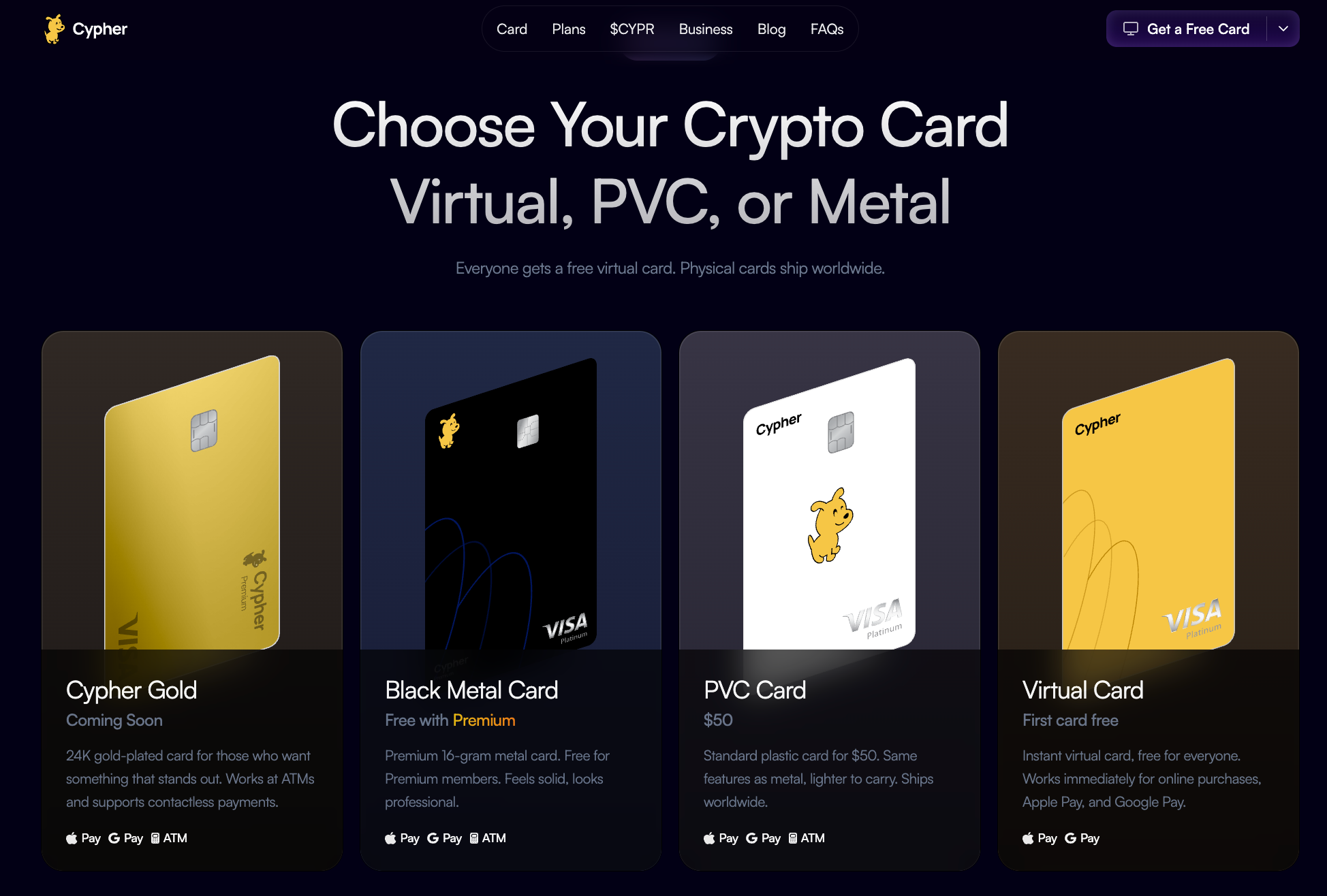 Cypher crypto cards