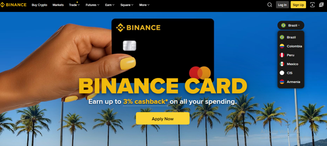 Binance Visa Available Countries