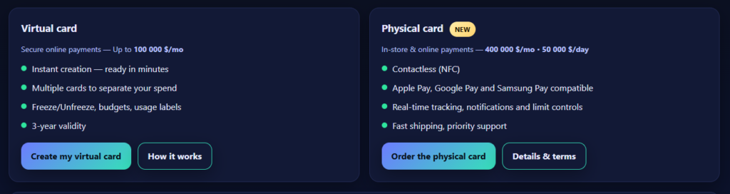 Kemy Card's primary features 